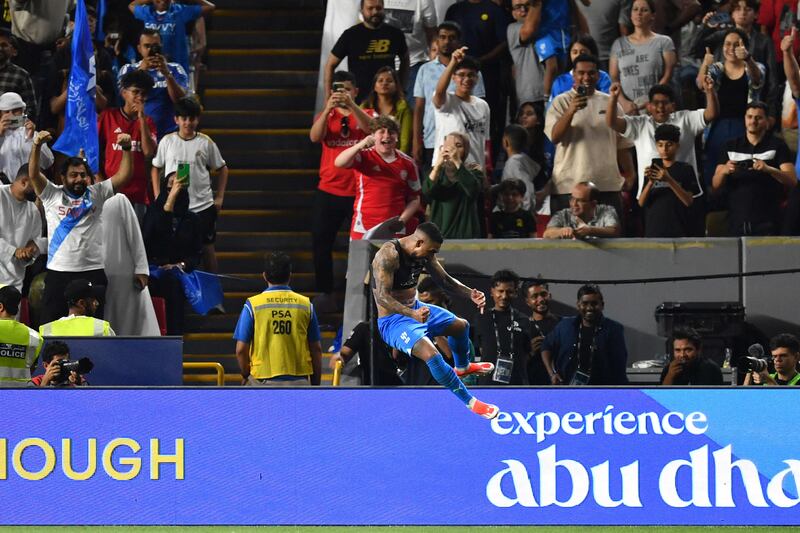 Al Hilal's Brazilian forward Malcom celebrates scoring his second goal. AFP