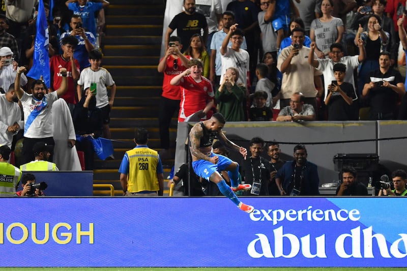 Al Hilal's Brazilian forward Malcom celebrates scoring his second goal. AFP