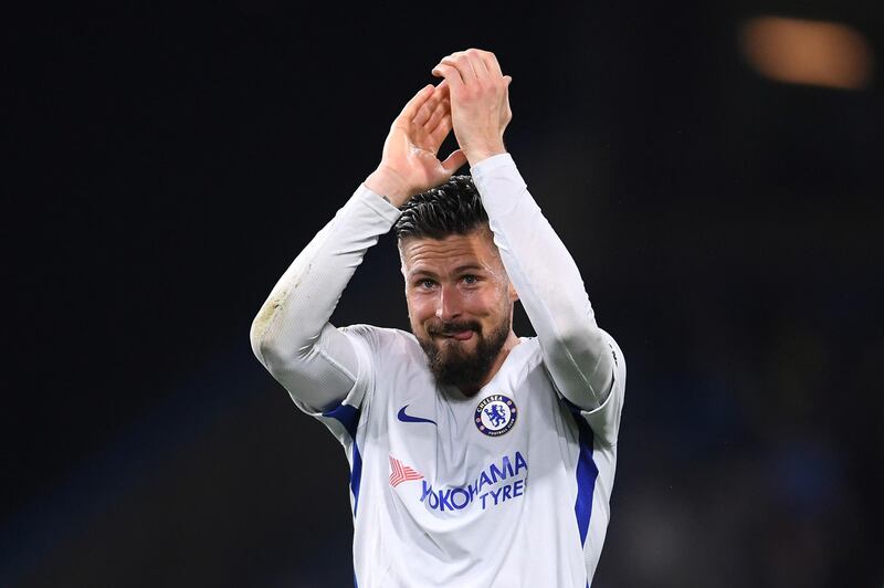 BURNLEY, ENGLAND - APRIL 19:  Olivier Giroud of Chelsea applauds fans after the Premier League match between Burnley and Chelsea at Turf Moor on April 19, 2018 in Burnley, England.  (Photo by Laurence Griffiths/Getty Images)