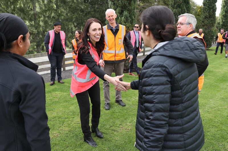 Prime Minister Jacinda Ardern meets and talks to staff during the visit to Trevelyans Kiwifruit and Avocado Packhouse in Tauranga, New Zealand. COVID-19 restrictions were lifted from midnight as New Zealand moved to COVID-19 Alert Level 1 as the government confirmed there are zero active cases in the country. Getty Images