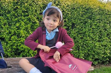 A photo of Sama on her first day of school posted by filmmaker Waad Al Kateab on Instagram. Waad Al Kateab / Instagram
