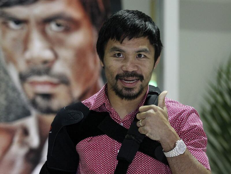 Manny Pacquiao will visit the du shop at Dubai Mall on November 4, ahead of a game by Philippine Basketball Association team Mahindra Enforcers, for which Pacquiao is both head coach and a player. EPA