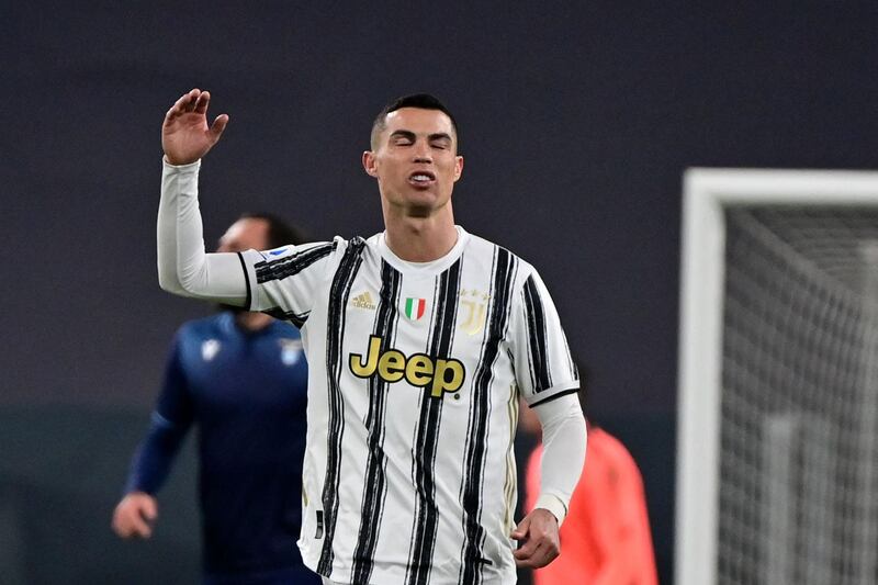 Juventus' Portuguese forward Cristiano Ronaldo reacts. AFP