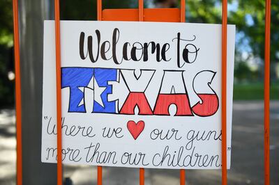 A sign outside the National Rifle Association Annual Meeting, in Houston, on May 27. AFP