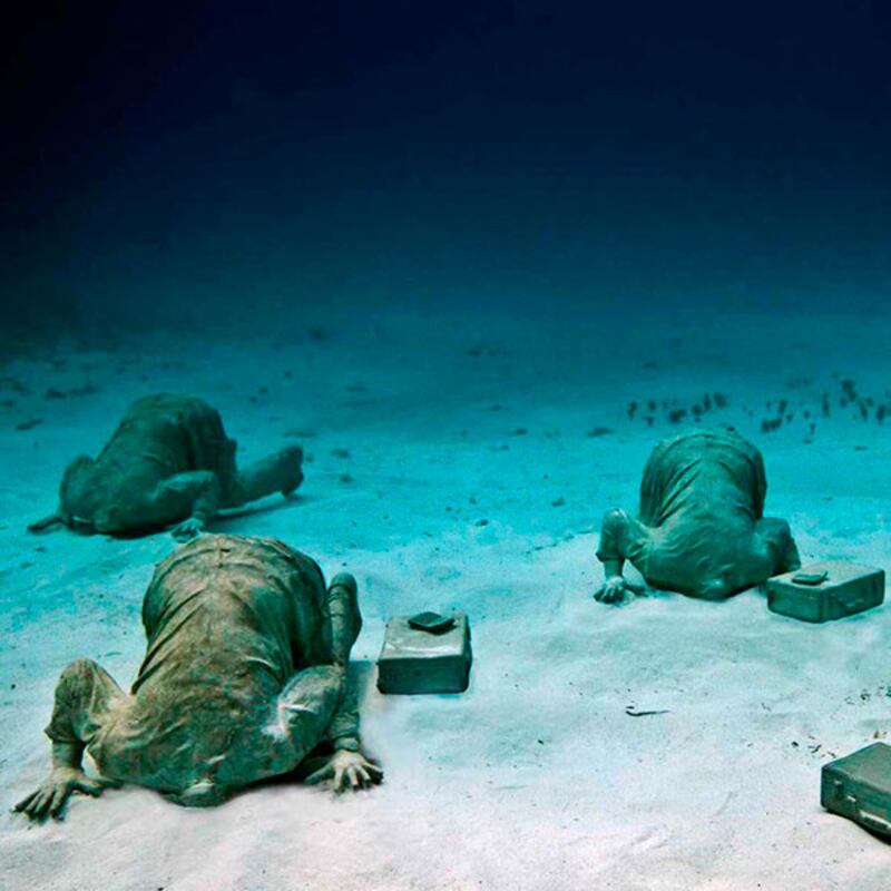 Some of the hundreds of sculptures at Cancun Underwater Museum. Photo: Musa