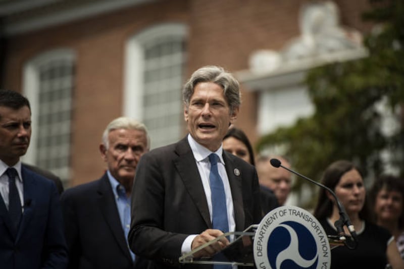 Tom Malinowski, Democratic Representative, speaks during a news conference in Westfield, New Jersey. Bloomberg / Getty Images