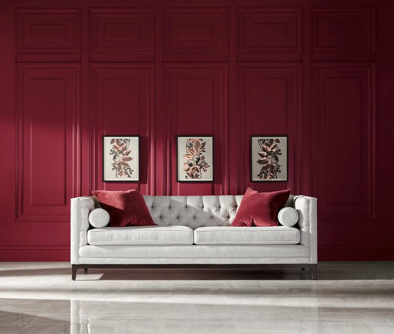 Don't be afraid to embrace bold colours and dark tones, including Pantone's shade of 2023 Viva Mangenta, in the coming year. Photo: Ethan Allen