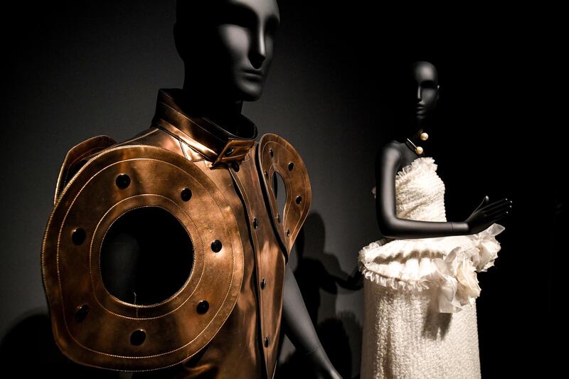 Haute couture by Pierre Cardin on display at the exhibition Pierre Cardin: Fashion Futurist at the Museum Kunstpalast in Duesseldorf, Germany, in September 2019. EPA