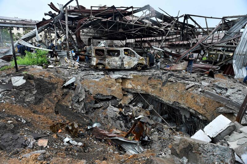 The destroyed part of the Ilyich Iron and Steel Works in  Mariupol. AFP