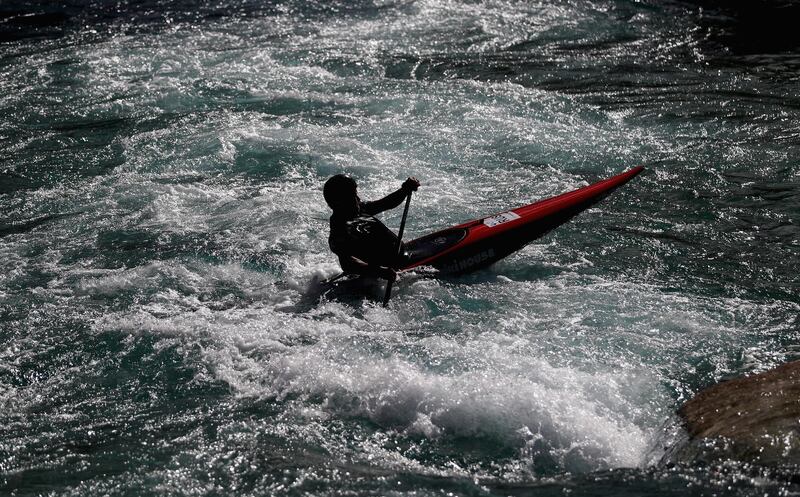 An athlete trains during the Wadi Adventure International Canoe Slalom Winter Training Camp. Francois Nel / Getty Images