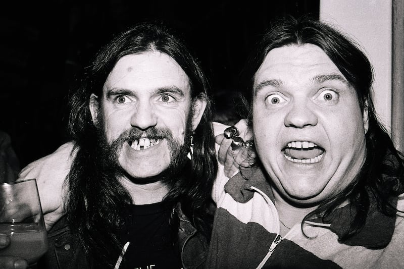 Meat Loaf, right, with English heavy metal musician Ian Fraser Kilmister, better known as Lemmy, after the latter's performance at Wembley Arena in London in 1982. Getty Images