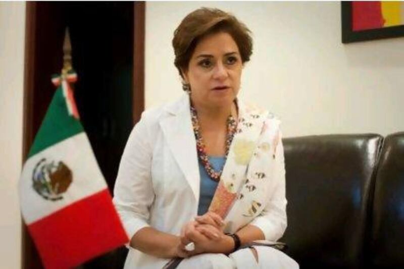 Mexico's Secretary of Foreign Affairs, Patricia Espinosa, at the new Mexican Embassy in Abu Dhabi.