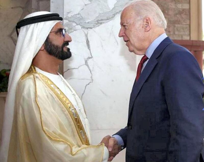 Mr Biden with Sheikh Mohammed. Image: Twitter