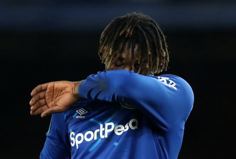 Soccer Football - Carabao Cup - Quarter Final - Everton v Leicester City - Goodison Park, Liverpool, Britain - December 18, 2019  Everton's Moise Kean reacts           Action Images via Reuters/Carl Recine  EDITORIAL USE ONLY. No use with unauthorized audio, video, data, fixture lists, club/league logos or "live" services. Online in-match use limited to 75 images, no video emulation. No use in betting, games or single club/league/player publications.  Please contact your account representative for further details.