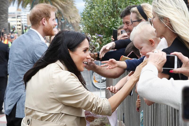 The Duchess of Sussex meets a royal fan and her baby. Getty Images