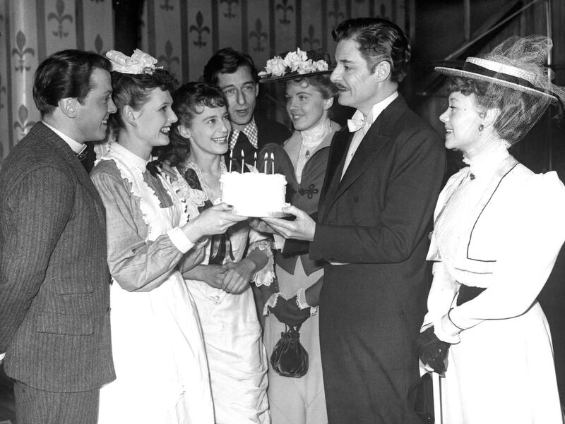With the cast of 1951 film The Magic Box, with Richard Attenborough on the far left. PA