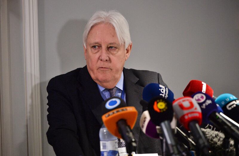 Martin Griffith, Special Envoy for Yemen of the U.N. Secretary General, attends a press conference at Johannesberg Palace, north of Stockholm on Monday Dec. 10, 2018. Yemen's warring parties are meeting for a fifth day of talks in Sweden aimed at halting the country's catastrophic 4-year-old war. (Stina Stjernkvist/TT via AP)