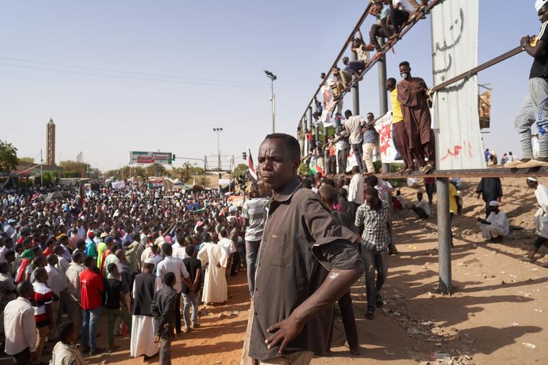 Protesters gather at a sit-in in Khartoum. Getty Images