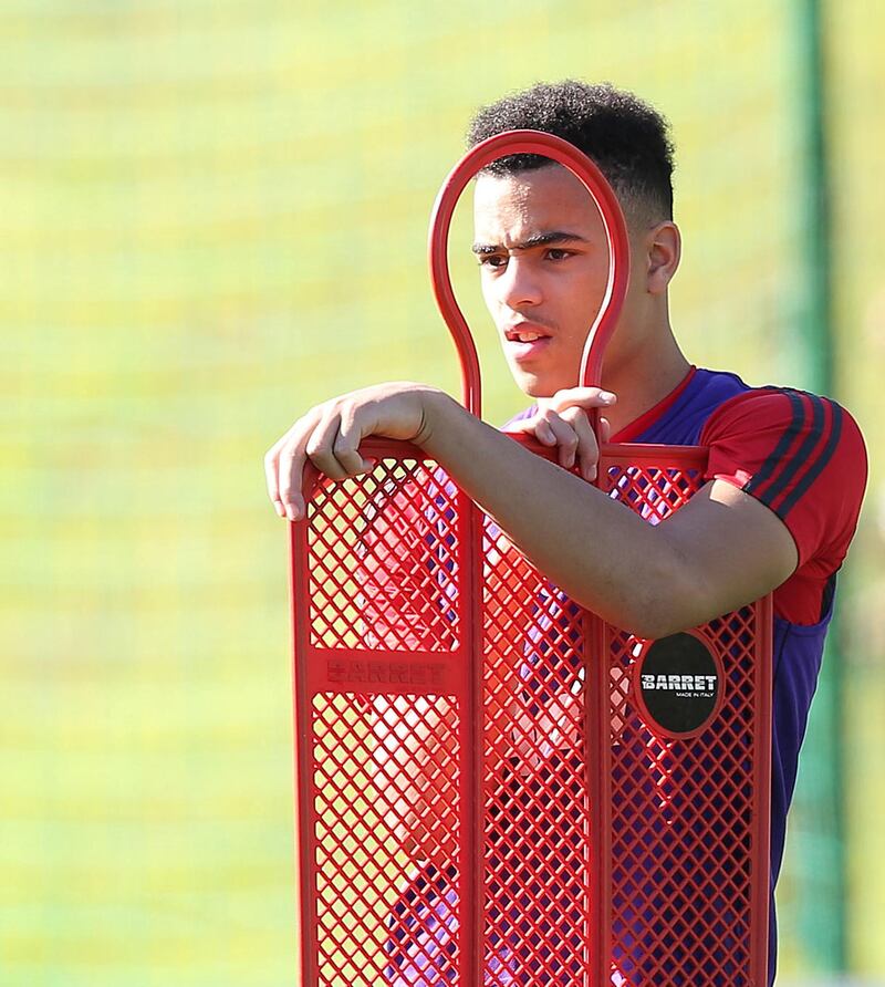 MALAGA, SPAIN - FEBRUARY 10: (EXCLUSIVE COVERAGE) Mason Greenwood of Manchester United in action during a first team training session on February 10, 2020 in Malaga, Spain. (Photo by Matthew Peters/Manchester United via Getty Images)