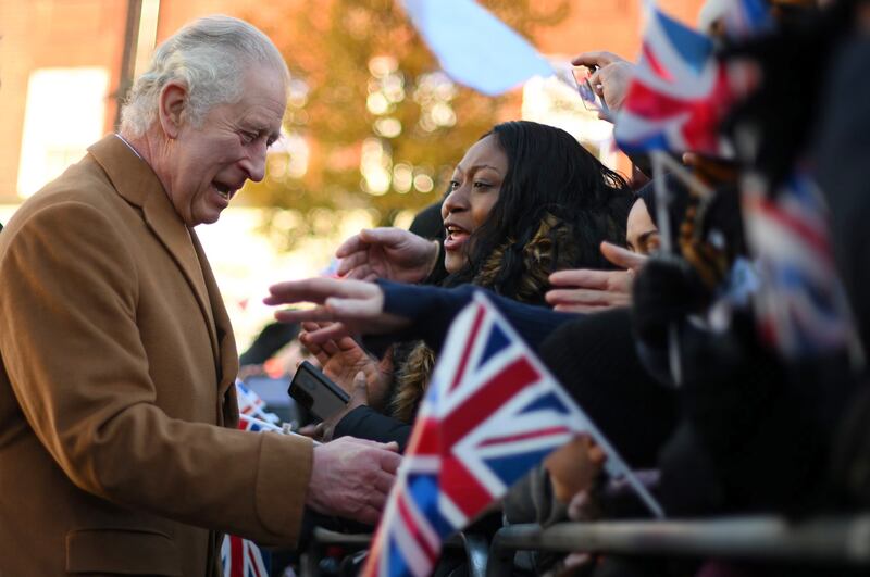 King Charles greets members of the public at Luton Town Hall. Getty Images