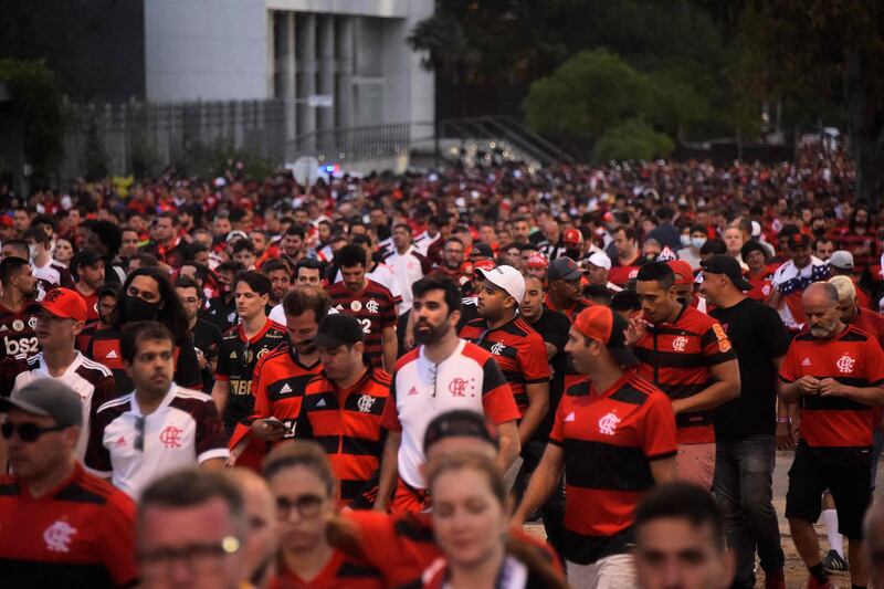 Fans of Flamengo react after losing the Copa Libertadores final. AFP