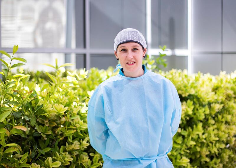 DUBAI, UNITED ARAB EMIRATES. 18 OCTOBER 2020. 
Cornelia Gloor- Physiotherapist.
RAK Hospital has introduced a free-of-cost programme that offers physical, cognitive, dietary and psychological support to patients.

(Photo: Reem Mohammed/The National)

Reporter:
Section: