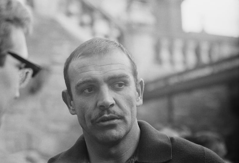 Sean Connery, with a dashing mustache, on the set of 'The Hill' on September 10, 1964. Getty Images