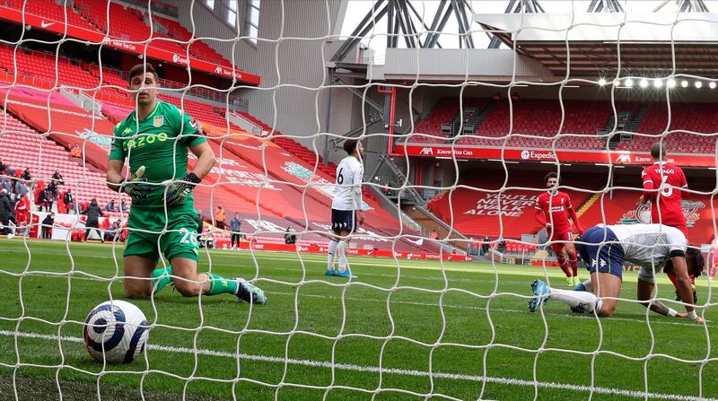 ASTON VILLA RATINGS: Emiliano Martinez - 6: The Argentinian made a spectacular save from Thiago just seconds before Alexander-Arnold scored the winner. He might feel he could have palmed Robertson’s shot into a less dangerous area on the equaliser. EPA