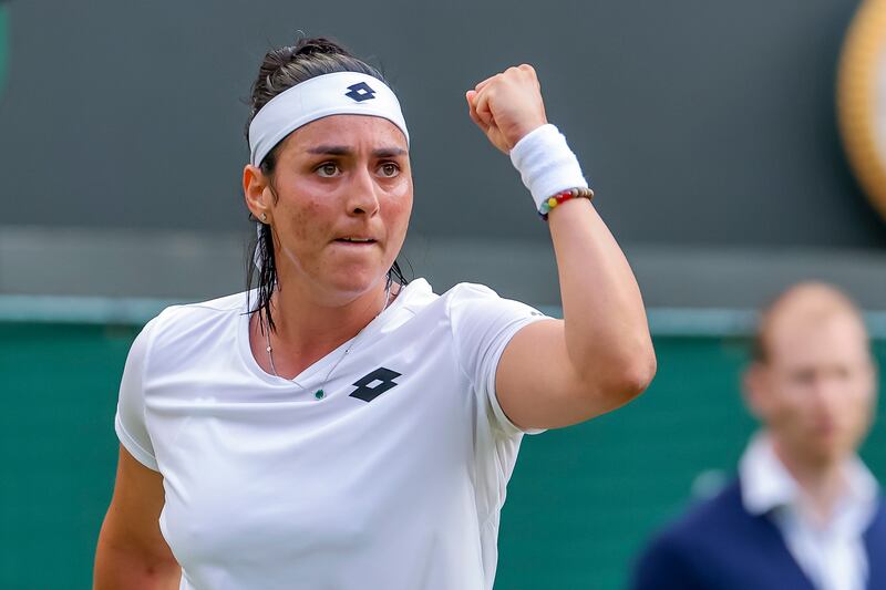 Ons Jabeur of Tunisia in action against Elise Mertens of Belgium. EPA