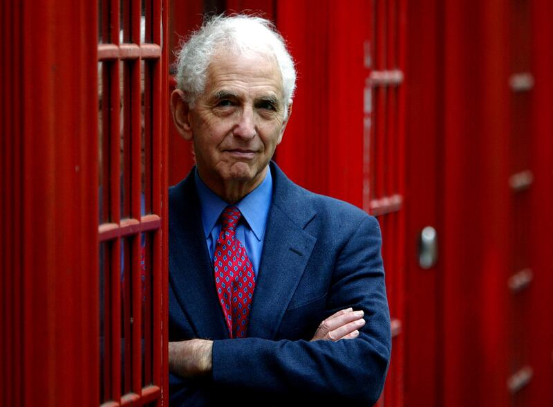 Former Pentagon employee Daniel Ellsberg poses for a photo in central London in 2004. Reuters