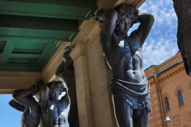The Atlantes, granite figures known as telamones, support the New Hermitage portico in St Petersburg, Russia. Jon Hicks / Corbis