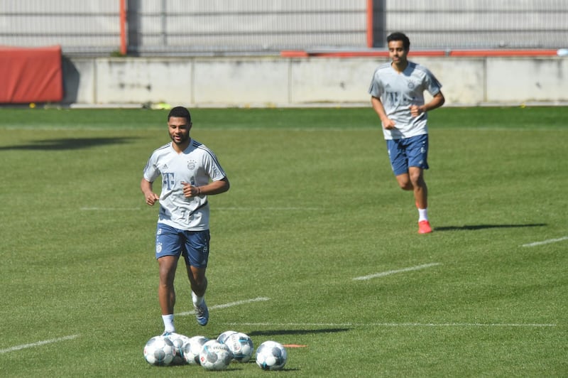 Bayern Munich's Serge Gnabry during training at the Saebener Strasse training ground. Getty