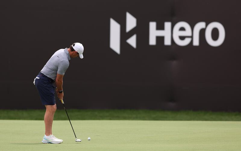 Rory McIlroy putts during a practice round prior to the Hero Dubai Desert Classic at Emirates Golf Club. Getty