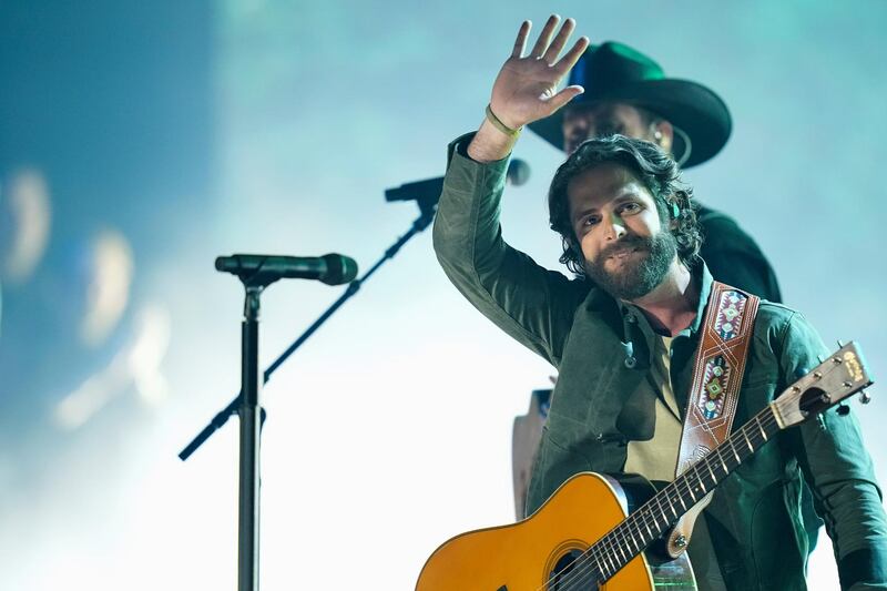 Singer Thomas Rhett performs during the CMT Music Awards at Bridgestone Arena in Nashville, Tennessee, on June 9, 2021. Reuters