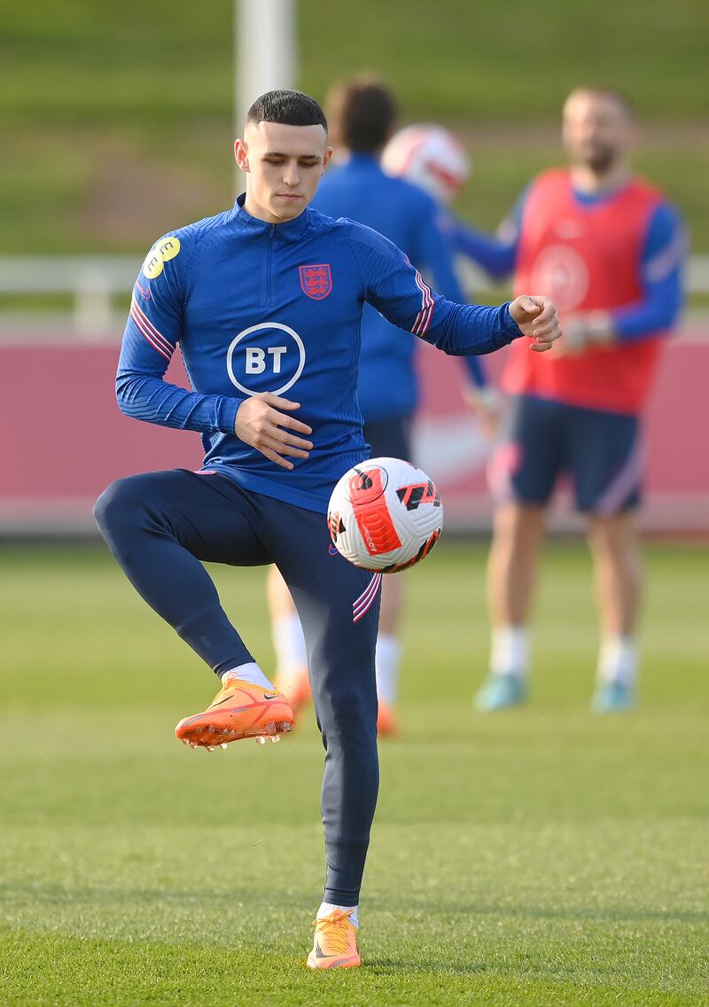 Phil Foden during training. Getty