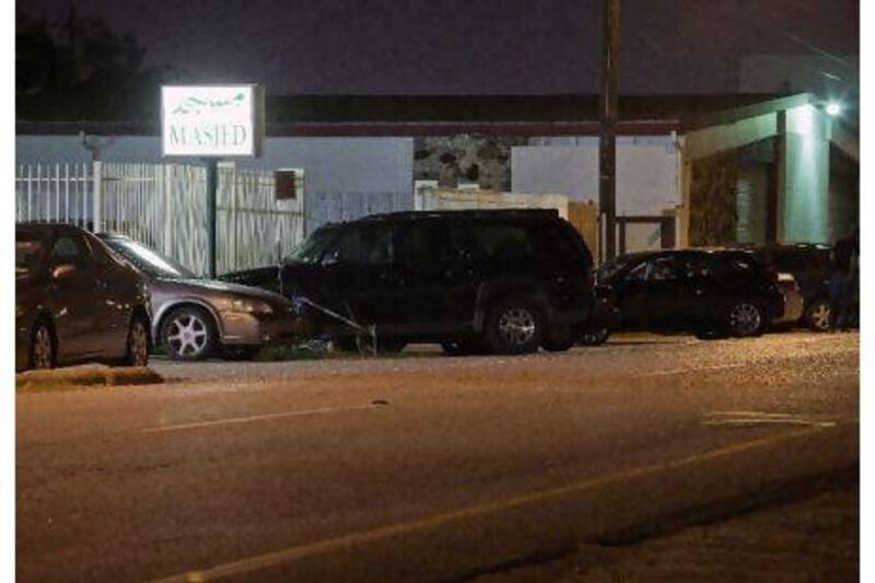 The cars of Muslims attending the mosque line Almeda Road in Houston, where Salem Saif Al Mazroui and his father prayed.