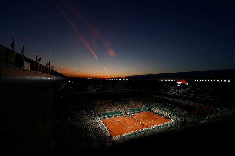 General view of the court during the first-round match between Serbia's Novak Djokovic and Tennys Sandgren of the US on Tuesday, June 1. Reuters