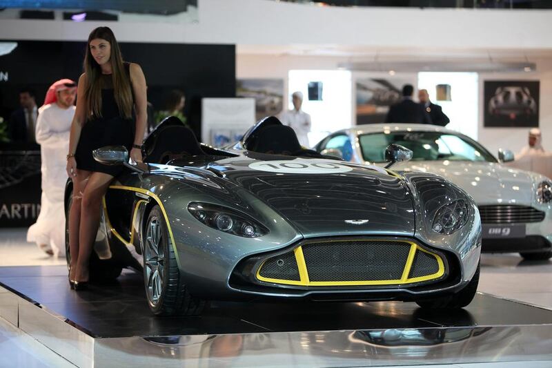 Aston Martin cars on display at the Dubai International Motor Show. Pawan Singh / The National