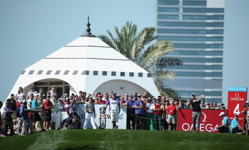 DUBAI, UNITED ARAB EMIRATES - FEBRUARY 03:  Stephen Gallacher of Scotland hits his tee-shot on the fourth hole during the final round of the Omega Dubai Desert Classic at Emirates Golf Club on February 3, 2013 in Dubai, United Arab Emirates.  (Photo by Andrew Redington/Getty Images) *** Local Caption ***  160584022.jpg
