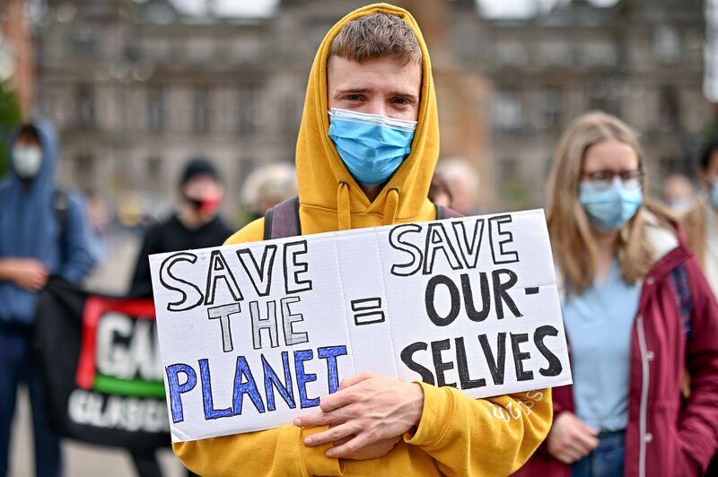 A young protester take part in a Fridays for Future climate protest in Glasgow, Scotland. Fridays for Future planned 1,400 events in 80 countries. Getty Images