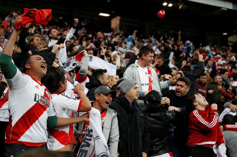 River Plate fans celebrate their second goal. REUTERS/Paul Hanna