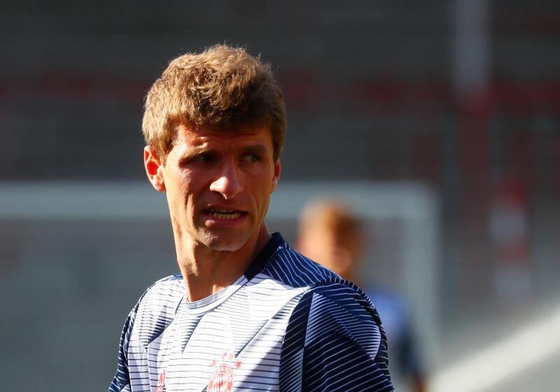 Bayern Munich's Thomas Muller during the warm up. Reuters