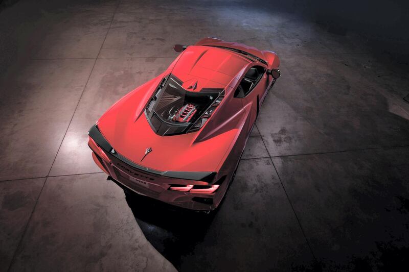 A drone view shows the Stingray's rear proportions.