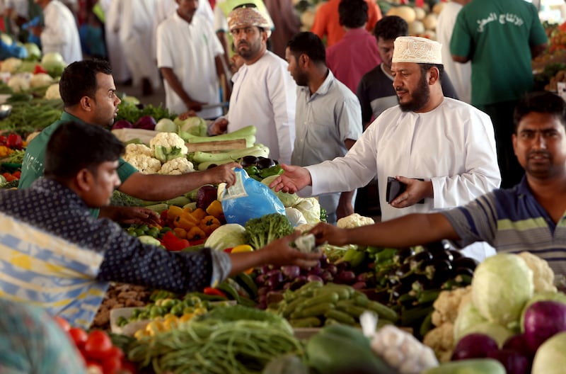 Al Mawalih market in Muscat. Omanis say food prices are already rising as people plan their Ramadan shopping. AFP