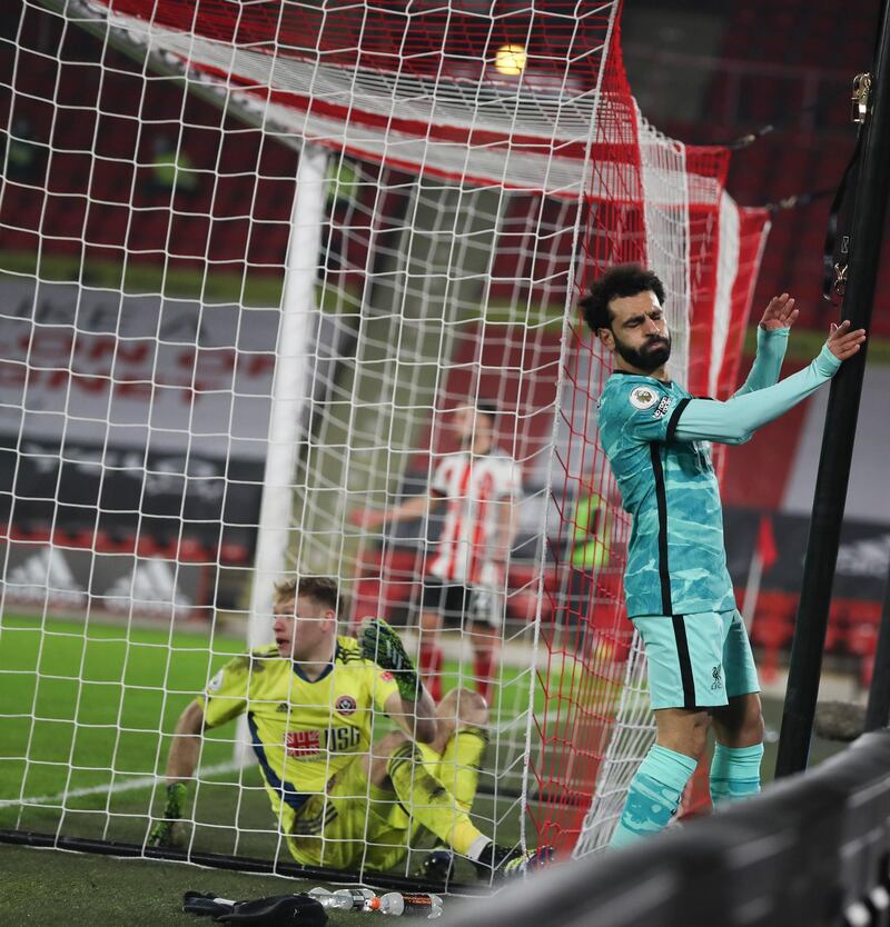 Mohamed Salah - 7: A frustrating night for the lively Egyptian. He got into good positions but was either foiled by Ramsdale or had shots blocked by defenders. He will rue a late miss from Robertson’s cross. AP