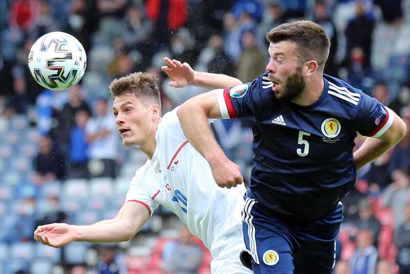 Grant Hanley 7 - Stood out in the back three for Scotland as the Norwich centre-back dealt well with the majority of crosses asking questions of Steve Clarke’s defence. A strong performance. EPA