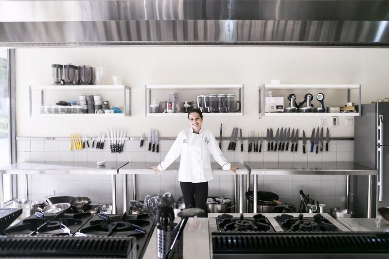Bella Pearson, 14, at the School of Culinary and Finishing Arts. Bella holds a junior-chef qualification from the Dubai-based school. Reem Mohammed / The National