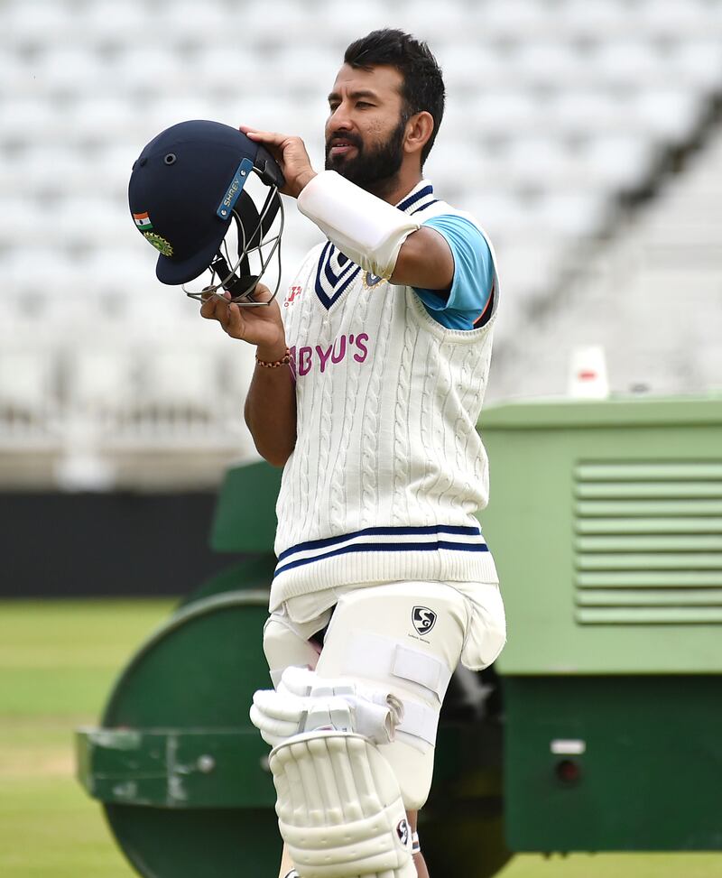 India's Cheteshwar Pujara during practice session in Nottingham.