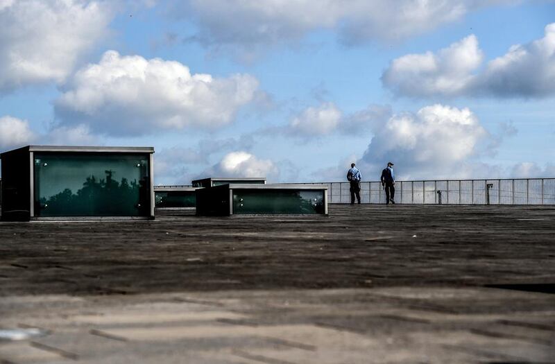 Police officers on guard on the rooftop of the International Congress Center during the German Federal Interior Ministers meeting in Dresden, Saxony, Germany. EPA