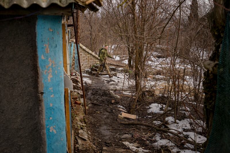 A Ukrainian serviceman at a frontline position outside Popasna in eastern Ukraine. AP